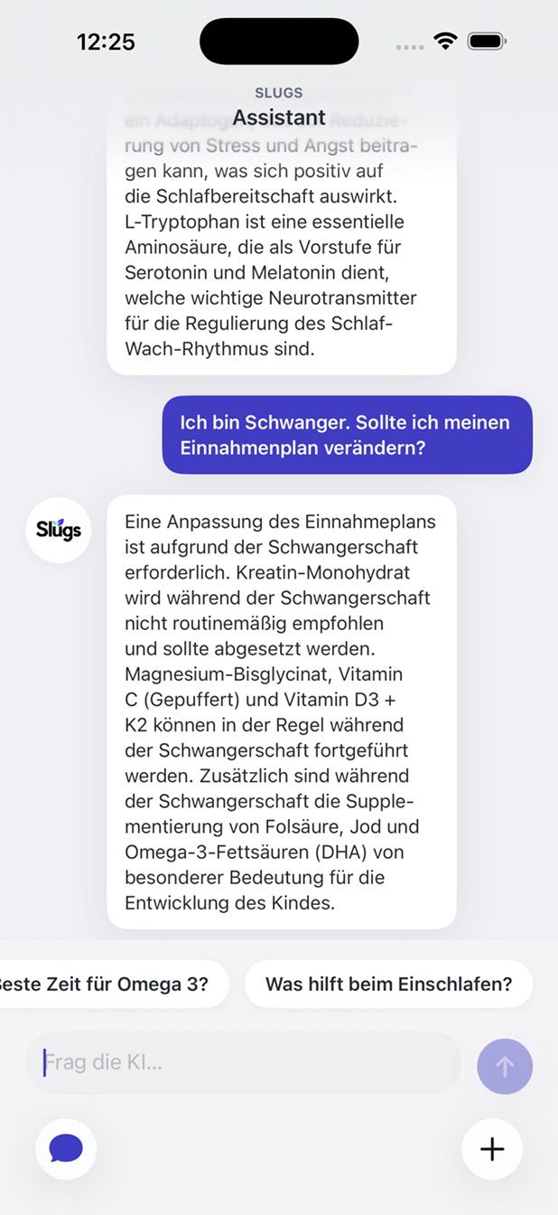 Vollständige Frage und Antwort im Slugs Assistant