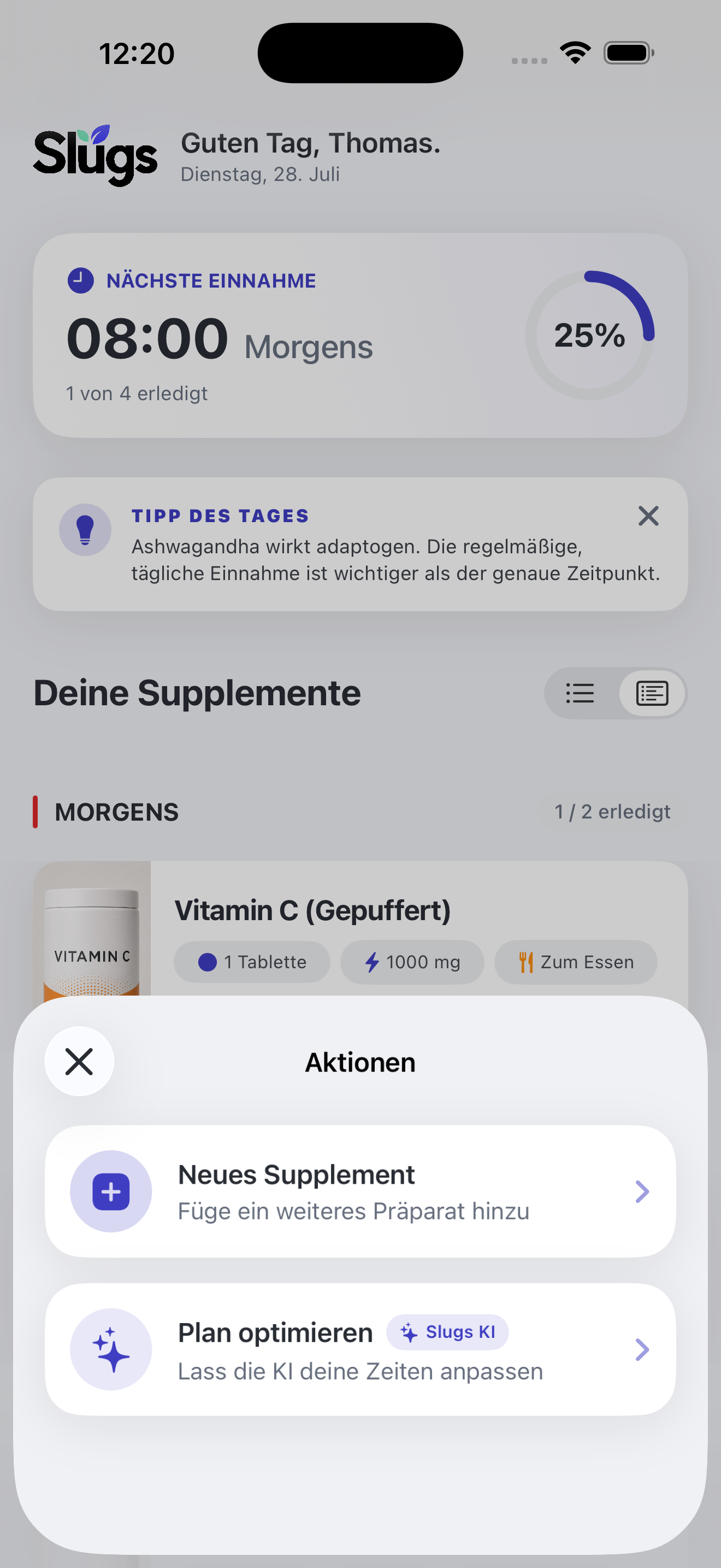 Die wichtigsten Funktionen im Slugs Dashboard